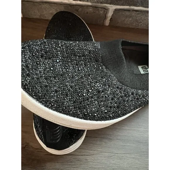 FITFLOP Uberknit Sparkle Black Slip On Flats Size  7 - Picture 13 of 13
